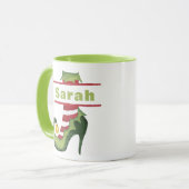 Custom Elf Schoen Hoge Heel Kerstmis Mok (Voorkant links)