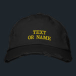 Custom Embroidered Hat Design Your Own Text, Name Geborduurde Pet<br><div class="desc">Design your own unique look with this Custom Text & Logo Embroidered Hat. Easily personalize this baseball or trucker cap by choosing your font, thread color, hat color, and size, then add your name, company logo, slogan, number, letter, tagline, website, phone number, email, or social media handle. Perfect for business...</div>