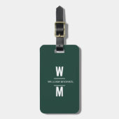Custom Emerald Eenvoudig Modern Minimaal Monogram Bagagelabel (Voorkant verticaal)