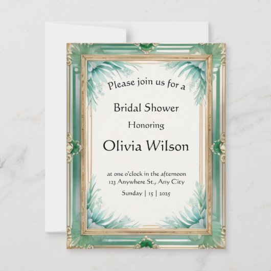 Custom Emerald Gold Luxury Invitation (Voorkant)