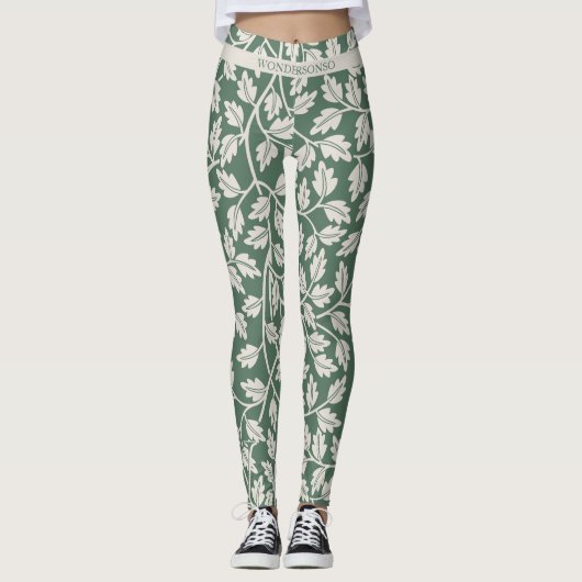 Custom Emerald Green Flower before wedding Leggings (Voorkant)