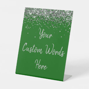 Custom Emerald Green Verjaardagsfeest Jouw tekst h Reclamebord Met Voetstuk