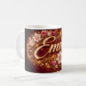 Custom Emma Gold Pink Hearts Romantic Coffee Gift Koffiemok (Voorkant links)
