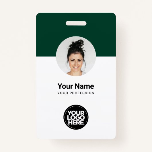 Custom Employee Modern ID Card Dark Green QR Badge (Voorkant)