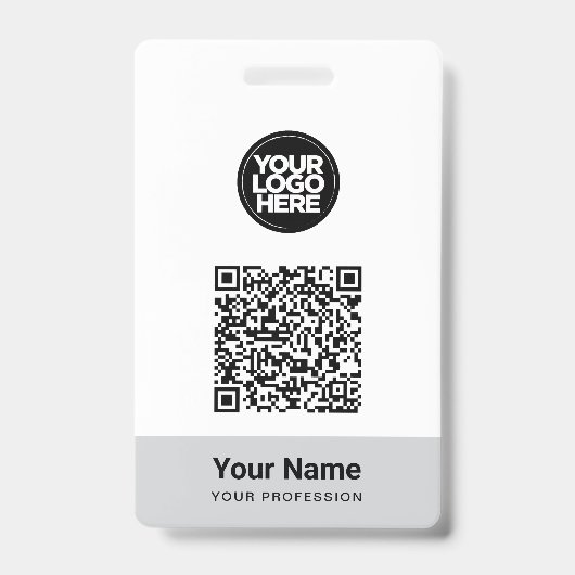 Custom Employee Name Business Logo Qr Code Badge (Voorzijde)
