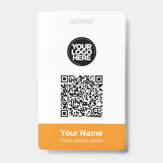 Custom Employee Name Business Logo Qr Code Badge (Voorzijde)