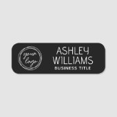 Custom Employee Name Logo Business Modern Black Naamplaatje (Voorkant)