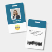 Custom Employee Photo, Bar Code, Logo, Name Badge (Voor- en achterkant)
