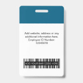 Custom Employee Photo, Bar Code, Logo, Name Badge (Achterkant)