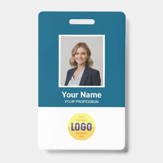 Custom Employee Photo, Bar Code, Logo, Name Badge (Voorzijde)