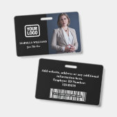 Custom Employee Photo, Bar Code, Logo, Name Badge (Voor- en achterkant)
