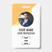 Custom Employee Photo, Bar Code, Logo, Name Badge