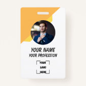 Custom Employee Photo, Bar Code, Logo, Name Badge (Voorkant)