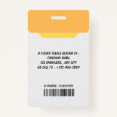 Custom Employee Photo, Bar Code, Logo, Name Badge (Achterkant)