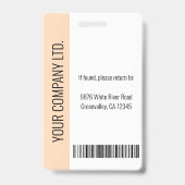 Custom Employee Photo, Bar Code, Logo, Name Peach Badge (Achterkant)