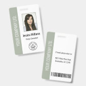 Custom Employee Photo, Bar Code, Logo, Name Sage Badge (Voor- en achterkant)