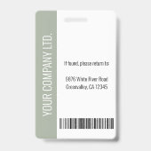 Custom Employee Photo, Bar Code, Logo, Name Sage Badge (Achterkant)