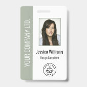 Custom Employee Photo, Bar Code, Logo, Name Sage Badge (Voorzijde)