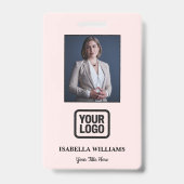 Custom Employee Photo, Barcode, Logo, Name Badge (Voorzijde)