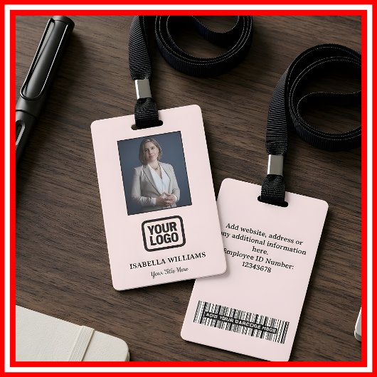 Custom Employee Photo, Barcode, Logo, Name Badge