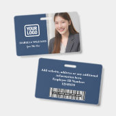 Custom Employee Photo, Barcode, Logo, Name Badge (Voor- en achterkant)