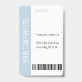 Custom Employee Photo Barcode Logo Name Dusty Blue Badge (Achterkant)