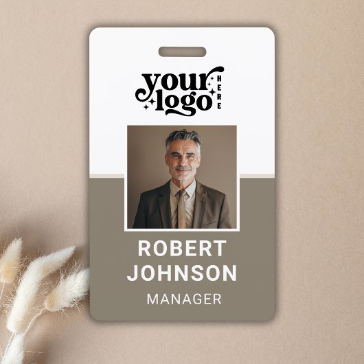 Custom Employee Photo Company Logo Modern Name  Badge
