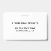 Custom Employee Photo ID Badge (Achterkant)