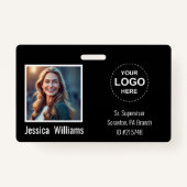 Custom Employee Photo ID Badge with Logo & Barcode (Voorkant)