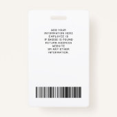 Custom Employee Photo Logo Naam Badge (Achterkant)