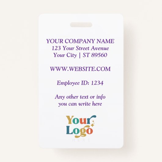 Custom Employee Photo Logo Naam Badge (Achterkant)
