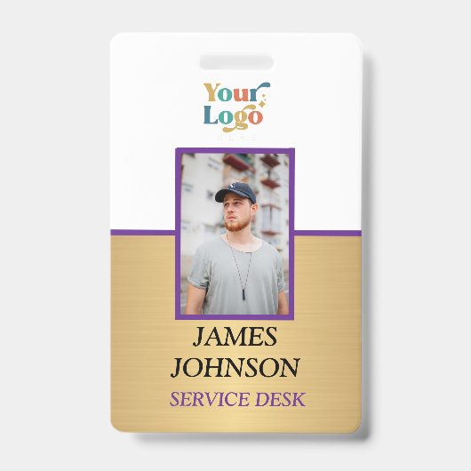 Custom Employee Photo Logo Naam Badge (Voorzijde)