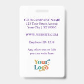 Custom Employee Photo Logo Naam Badge (Achterkant)
