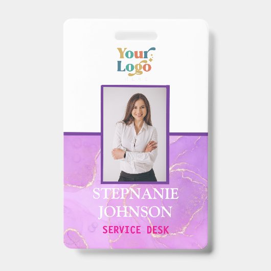 Custom Employee Photo Logo Naam Badge (Voorzijde)