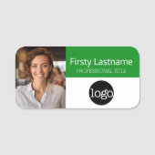 Custom Employee Photo, Logo, Naam - Kan groen bewe Naamplaatje (Voorkant)