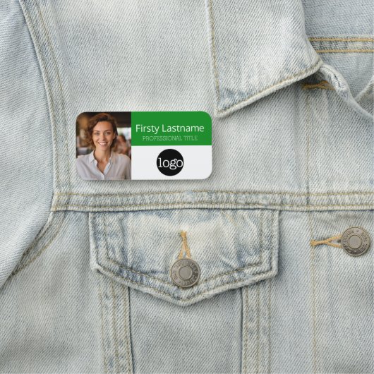 Custom Employee Photo, Logo, Naam - Kan groen bewe Naamplaatje (In situ)