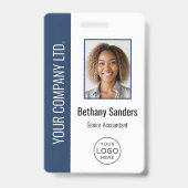 Custom Employee Photo, Logo, Name Blue Badge (Voorkant)