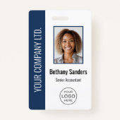 Custom Employee Photo, Logo, Name Blue Badge (Voorkant)