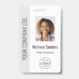 Custom Employee Photo, Logo, Name Light Gray Badge