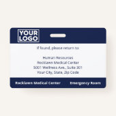 Custom Employee Photo Logo Navy Blue Medische ID Badge (Achterkant)