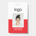 Custom Employee Photo Name Tag Badges<br><div class="desc">Stand out at work with a personalized red Employee Photo Name Tag Badge. Featuring business logo, employee name and photo, this custom badge adds a professional touch to your work attire. Perfect for corporate events, trade shows, or everyday office use. Make a lasting impression and easily identify yourself with this...</div>