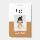 Custom Employee Photo Name Tag Badges<br><div class="desc">Stand out at work with a personalized bronze light brown Employee Photo Name Tag Badge. Featuring business logo, employee name and photo, this custom badge adds a professional touch to your work attire. Perfect for corporate events, trade shows, or everyday office use. Make a lasting impression and easily identify yourself...</div>