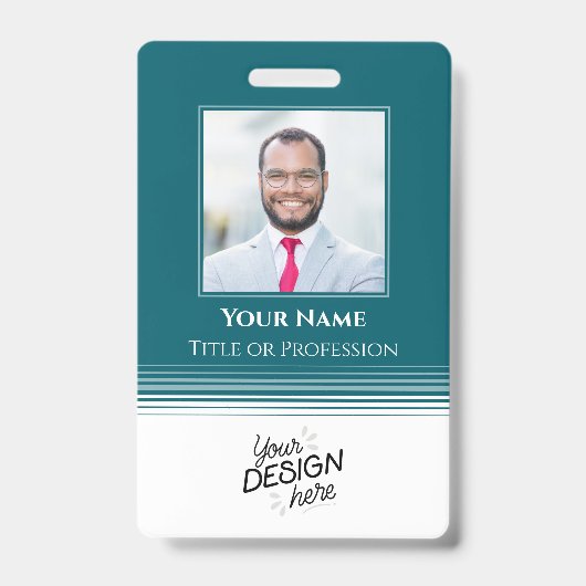 Custom Employee, Photo, Name, Title, Logo, Barcode Badge (Voorzijde)
