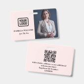 Custom Employee Photo, QR Code, Logo, Name Badge (Voor- en achterkant)