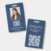 Custom Employee Photo, QR Code, Logo, Name Badge (Voor- en achterkant)