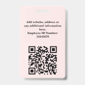 Custom Employee Photo, QR Code, Logo, Name Badge (Achterkant)