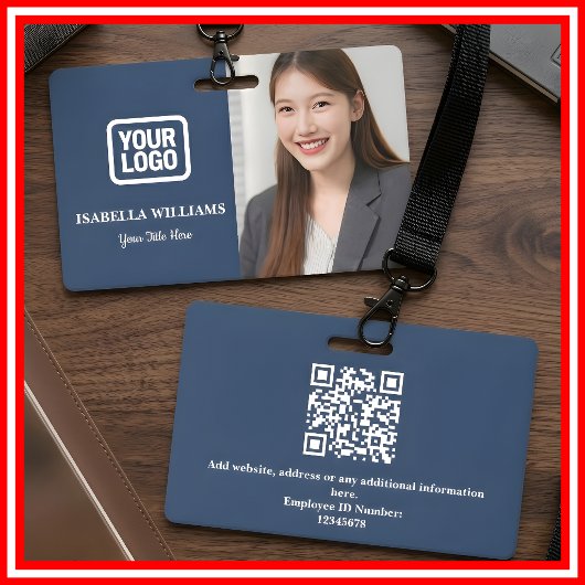 Custom Employee Photo, QR Code, Logo, Name Badge
