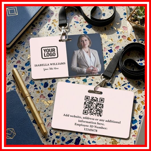 Custom Employee Photo, QR Code, Logo, Name Badge