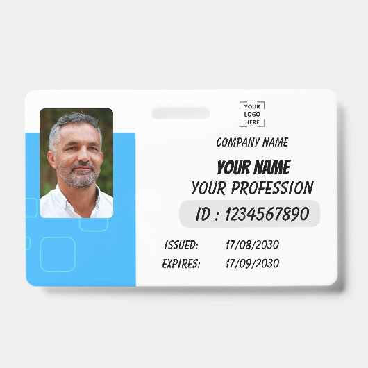 Custom Employee Photo, Signature, Logo, Name Badge (Voorkant)