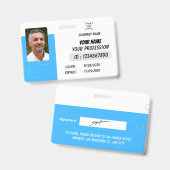 Custom Employee Photo, Signature, Logo, Name Badge (Voor- en achterkant)